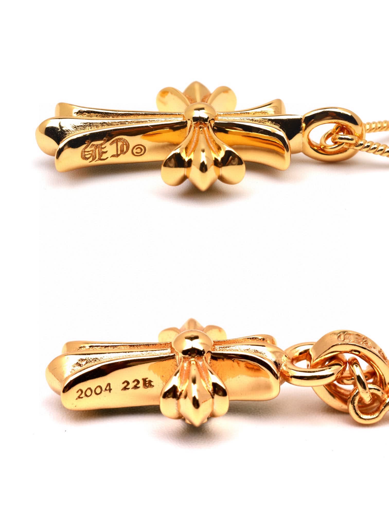 Chrome Hearts Gold Cross Pendant Necklace